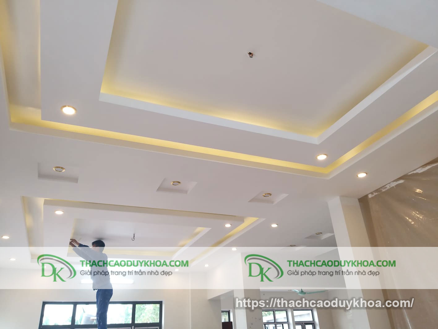 Cách đóng trần thạch cao giật cấp