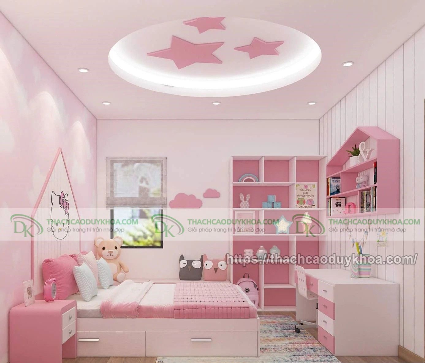 Tham khảo các mẫu trần thạch cao phòng em bé.